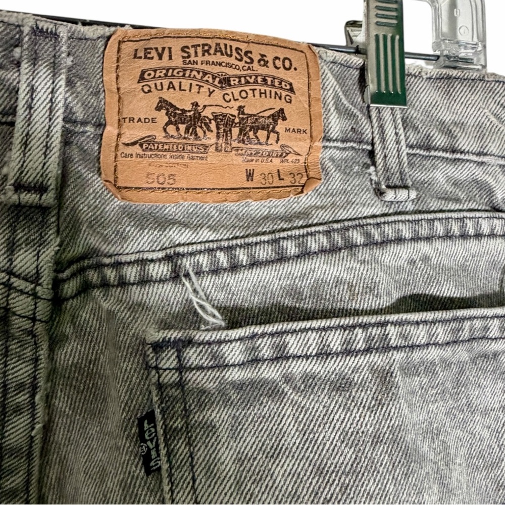Vintage 90s Levi’s 505 Made in USA Gray Jeans Straight Leg Denim Acid 28 x 30 - Picture 3 of 5